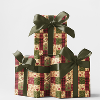 Patchwork Plaid Gift Wrap, Rustic Christmas Wrapping Paper, Holiday Heart Wrapping Paper, Vintage Christmas Gift Wrap, Country Holiday Paper