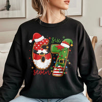 Humorous Santa and Elf Holiday Sweater, 67 Christmas Sweatshirt, Retro Xmas Party Crewneck, Festive Graphic Pullover, Winter Holiday Present