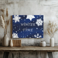 Snowflake and Stars Canvas Print, Winter Time Canvas Wall Art, Holiday Seasonal Canvas, Comfy Winter Living Room Decor, Christmas Season Present