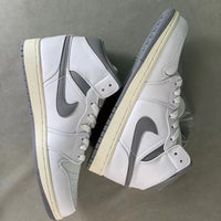 Basketball Shoes, White Gray Colorway, Retro, Vintage, Mid Top, Lace Up Design, Casual Gift for Shoe Lovers