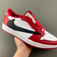 Low Top Sneakers, White Red Colorway, Reverse Hook Design, Lace Up Design, Casual Gift for Sneaker Fans