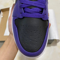 Mid Top Sneakers, Black Purple Colorway, Lace Up Design, Casual Gift for Sneaker Fans