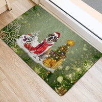 Holiday Dog Welcome Mat, Saint Bernard Christmas Doormat, Saint Bernard Xmas Entryway Rug, Winter Door Mat, Dog Lover Christmas Present