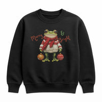 Humorous Christmas Frog Crewneck, Merry and Bright Frog Sweatshirt, Adorable Holiday Animal Sweater, Winter Frog Lover Pullover, Comfy Xmas Present