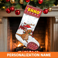 Adorable Joey Australia Christmas Stocking, Personalized Kangaroo Christmas Stocking, Custom Name Holiday Stocking, Kids Animal Xmas Decor Present