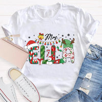Custom Name Holiday Lights Tee, Personalized Christmas Snowman T-Shirt, Adorable Winter Xmas Shirt, Matching Family Christmas Tee Shirt Present