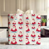 Coastal Christmas Gift Wrap, Swimming Santa Wrapping Paper, Watercolor Santa Wrapping Paper, Holiday Gift Wrap, Fun Beach Xmas Wrap