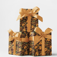 Elegant Holly Berry Wrapping Paper, Golden Bells Christmas Wrapping Paper, Classic Holiday Gift Wrap, Luxury Winter Present Wrapping Paper