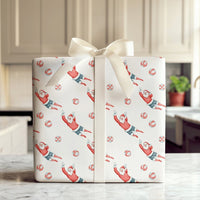 Athletic Sports Santa Gift Wrap, Volleyball Santa Wrapping Paper, Humorous Volleyball Player Present Wrap, Christmas Volleyball Holiday Paper