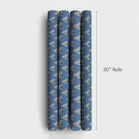 Dusty Blue Winter Gift Wrap, Snowy Christmas Tree Wrapping Paper, Realistic Pine Tree Wrapping Paper, Forest Holiday Gift Wrap Roll