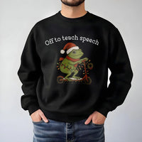 Christmas Frog Scooter Crewneck, Speech Therapist Christmas Sweatshirt, Adorable SLP Christmas Sweater, Speech Pathology Holiday Pullover