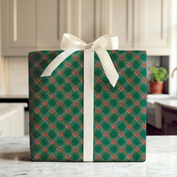 Traditional Tartan Gift Wrap, Christmas Plaid Wrapping Paper, Green and Red Holiday Wrapping Paper, Classic Winter Gift Wrap Roll