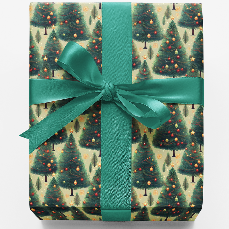 Winter Pine Holiday Gift Wrap, Pine Forest Christmas Tree Wrapping Paper, Evergreen Christmas Wrapping Paper, Holiday Gift Wrapping Paper