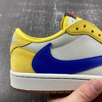 Low Top Sneakers, Blue White Yellow Colorway, Reverse Hook Design, Lace Up Design, Casual Gift for Sneaker Fans
