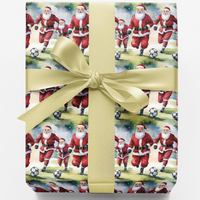 Humorous Sports Holiday Gift Wrap, Soccer Santa Wrapping Paper, Santa Strikes Again Christmas Paper, Soccer Player Present Wrap Roll