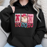 Faux Yarn Christmas Hoodie, Santa Claus Ho Ho Ho Hoodie, Retro Santa Sweatshirt, Holiday Santa Claus Pullover, Winter Xmas Present for Women