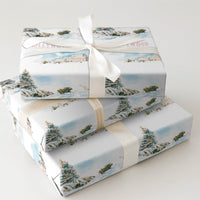 Snowy California Gift Wrap, Hollywood Hills Christmas Wrapping Paper, Watercolor Los Angeles Wrapping Paper, Holiday Movie Fan Gift Wrap