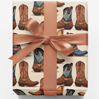 Rustic Country Wrapping Paper, Western Cowboy Boot Gift Wrapping Paper, Cowgirl Rodeo Gift Wrapping Paper, Birthday Christmas Wrap