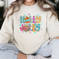 Retro Colorful Ornament Crewneck, Holly Jolly Christmas Sweatshirt, Vintage Holiday Aesthetic Pullover, Comfy Xmas Sweater, Christmas Present