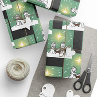 Religious Christmas Wrapping Paper, Nativity Scene Holy Family Wrapping Paper, Christian Holiday Gift Wrap, Adorable Cartoon Wrapping Paper