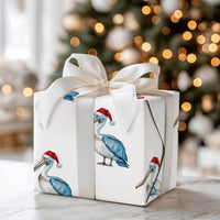 Santa Hat Pelican Gift Wrap, Christmas Pelican Wrapping Paper, Coastal Holiday Wrapping Paper, Nautical Beach Christmas Gift Wrapping Paper