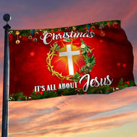 Religious Holiday Garden Flag, Its All About Jesus Christmas House Flag, Double Sided Christian Faith Yard Flag, Xmas Porch Decor