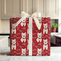 West Highland White Terrier Gift Wrap, Westie Christmas Wrapping Paper, Festive Dog Holiday Wrapping Paper, Adorable Dog Lover Gift Wrap Roll