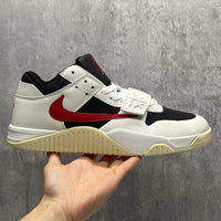 Low Top Sneakers, Black Red Colorway, Reverse Hook Design, Lace Up Design, Casual Gift for Sneaker Fans