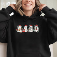 Santa Ghost Hooded Sweatshirt, Christmas Ghost Hoodie, Adorable Holiday Ghost Hoodie, Spooky Winter Pullover, Festive Graphic Present for Her