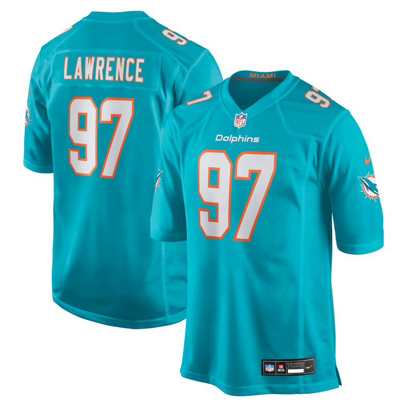 Miami Dolphins Rashard Lawrence Aqua Team Game Jersey