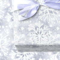 Watercolor Blue and White Christmas Gift Wrap, Winter Snowflake Wrapping Paper, Elegant Festive Wrapping Paper Roll, Holiday Present Paper