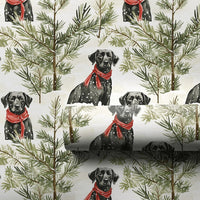 Watercolor Christmas Dog Gift Wrap, Black Lab Wrapping Paper, Snowy Tree Labrador Wrapping Paper, Holiday Pet Gift Wrap, Winter Dog Paper
