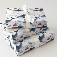 Nautical Santa Whale Gift Wrap, Whale Christmas Wrapping Paper, Ocean Animal Wrapping Paper, Winter Holiday Gift Wrap, Coastal Present Roll