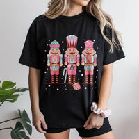 Teal Nutcracker Graphic Tee, Pastel Pink Nutcracker Christmas T-Shirt, Retro Holiday Nutcracker Shirt, Adorable Festive Ballet Lover Present Tee