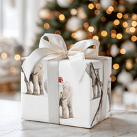 Santa Hat Wrapping Paper, Baby Elephant Christmas Wrapping Paper, Adorable Animal Holiday Gift Wrap, Festive Winter Elephant Wrapping Paper
