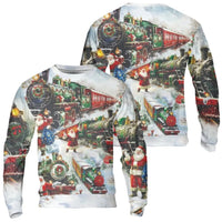 Vintage Santa Claus Train Sweatshirt, Christmas Steam Train Sweatshirt, Retro Holiday Train Crewneck, Winter Train Lover Sweatshirt
