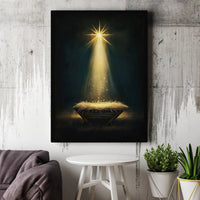Bethlehem Star Holy Light Christmas Print, Nativity Manger Canvas Wall Art, Religious Christian Wall Decor, Digital Download