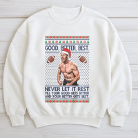 Humorous Holiday Football Crewneck, Football Player Ugly Christmas Sweatshirt, Motivational Quote Football Pullover, Sports Fan Xmas Present