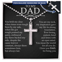 Custom Engraved Faith Pendant Necklace, Personalized Cross Necklace for Dad, Stainless Steel Cross Necklace, Birthday Christmas Present