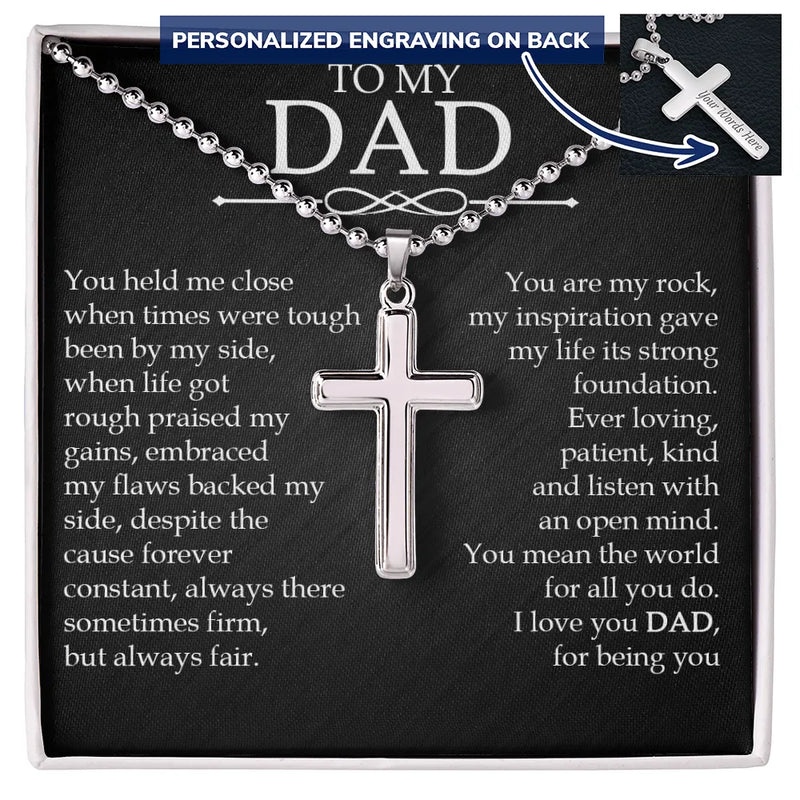 Custom Engraved Faith Pendant Necklace, Personalized Cross Necklace for Dad, Stainless Steel Cross Necklace, Birthday Christmas Present
