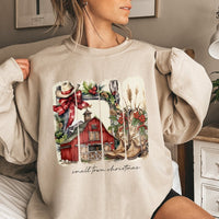 Western Barn Cowgirl Sweatshirt, Small Town Christmas Sweatshirt, Country Music Christmas Crewneck, Rustic Winter Graphic Sweatshirt