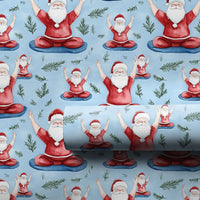 Meditating Santa Claus Gift Wrap, Yoga Santa Wrapping Paper, Zen Santa Christmas Paper, Fitness Present Wrap, Yoga Lover Holiday Gift Wrap