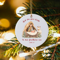 Luke 2 7 Bible Verse Ornament, Nativity Scene Christmas Ornament, Religious Christian Tree Ornament, Faith Holiday Keepsake Present