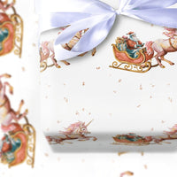 Santa Sleigh Fantasy Gift Wrap, Unicorn Christmas Wrapping Paper, Magical Unicorn Holiday Wrapping Paper, Whimsical Wrapping Paper Roll