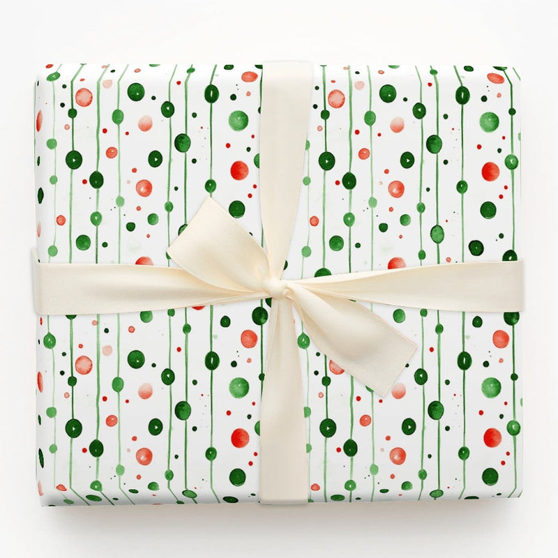 Red and Green Christmas Gift Wrap, Watercolor Polka Dot Wrapping Paper, Modern Holiday Wrapping Paper, Festive Striped Gift Wrapping Paper
