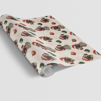 Festive Hunting Dog Gift Wrap, Pointer Dog Christmas Wrapping Paper, Santa Hat Pet Holiday Gift Wrap, Dog Lover Christmas Present Paper Roll