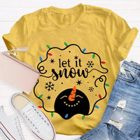 Let It Snow Holiday Graphic Tee, Christmas Lights Snowflakes Snowmen Shirt, Winter Wonderland T-Shirt, Festive Xmas Tee, Adorable Christmas Present