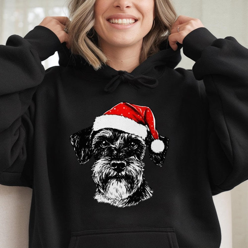 Christmas Schnauzer Dog Hoodie, Schnauzer Santa Hoodie, Festive Dog Lover Sweatshirt, Winter Holiday Pet Pullover, Present for Schnauzer Mom