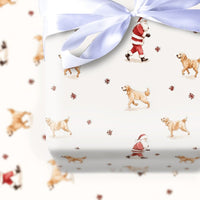 Christmas Santa Dog Gift Wrap, Golden Retriever Wrapping Paper, Watercolor Holiday Present Wrapping Paper, Adorable Puppy Xmas Holiday Gift Wrap