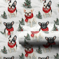 Adorable Frenchie Winter Gift Wrap, French Bulldog Christmas Wrapping Paper, French Bulldog Holiday Present Paper, Dog Lover Xmas Wrapping Paper